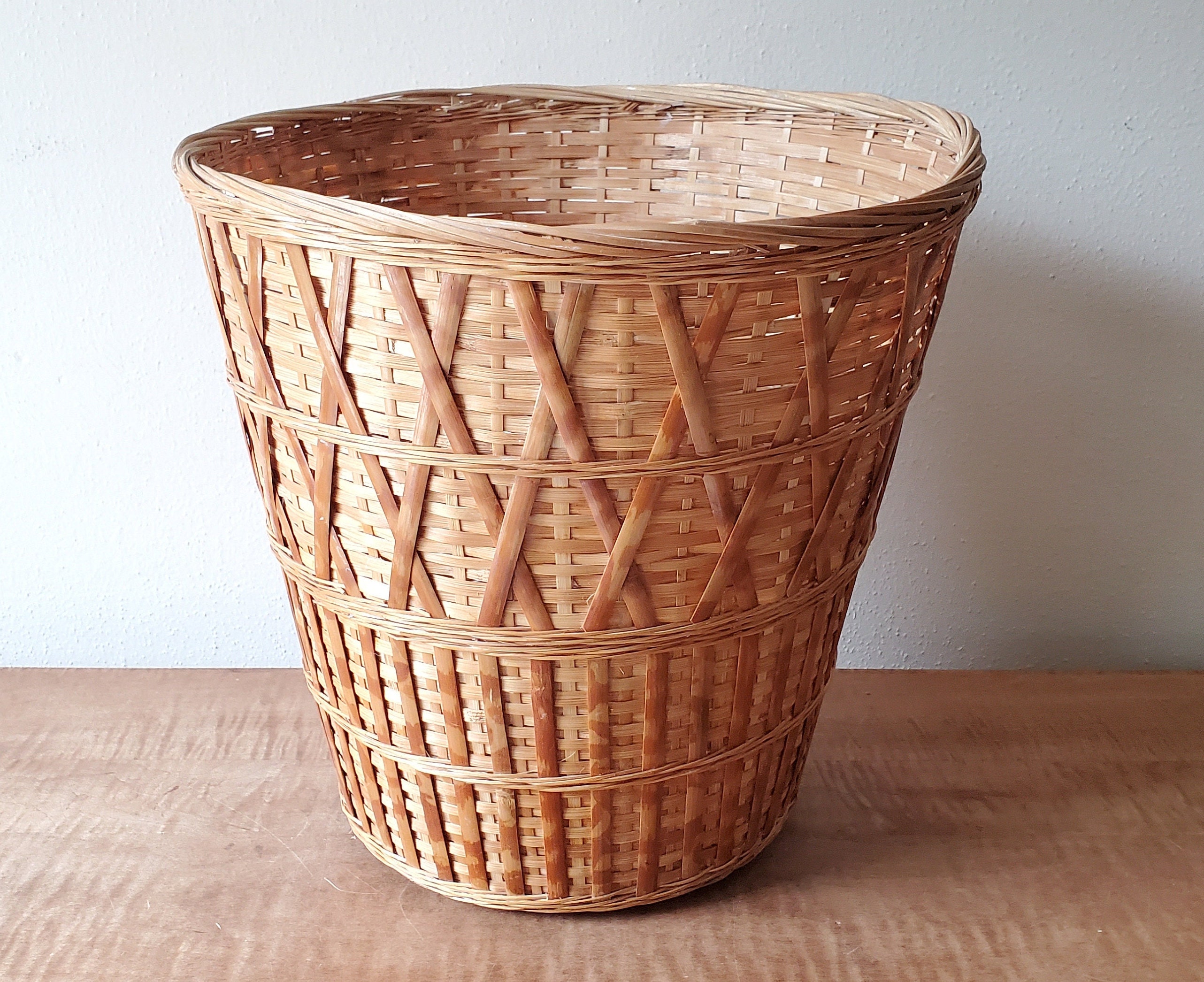 Wicker waste basket deals