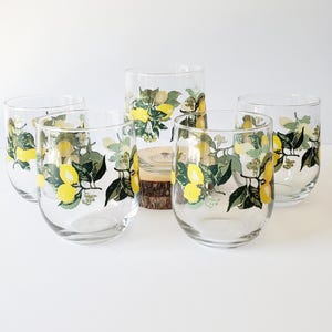 ice tea glasses 5 vintage lemon roly poly tumblers hold 16 ounces