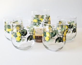 5 vintage lemon tumblers: 16 ounce  /details in description