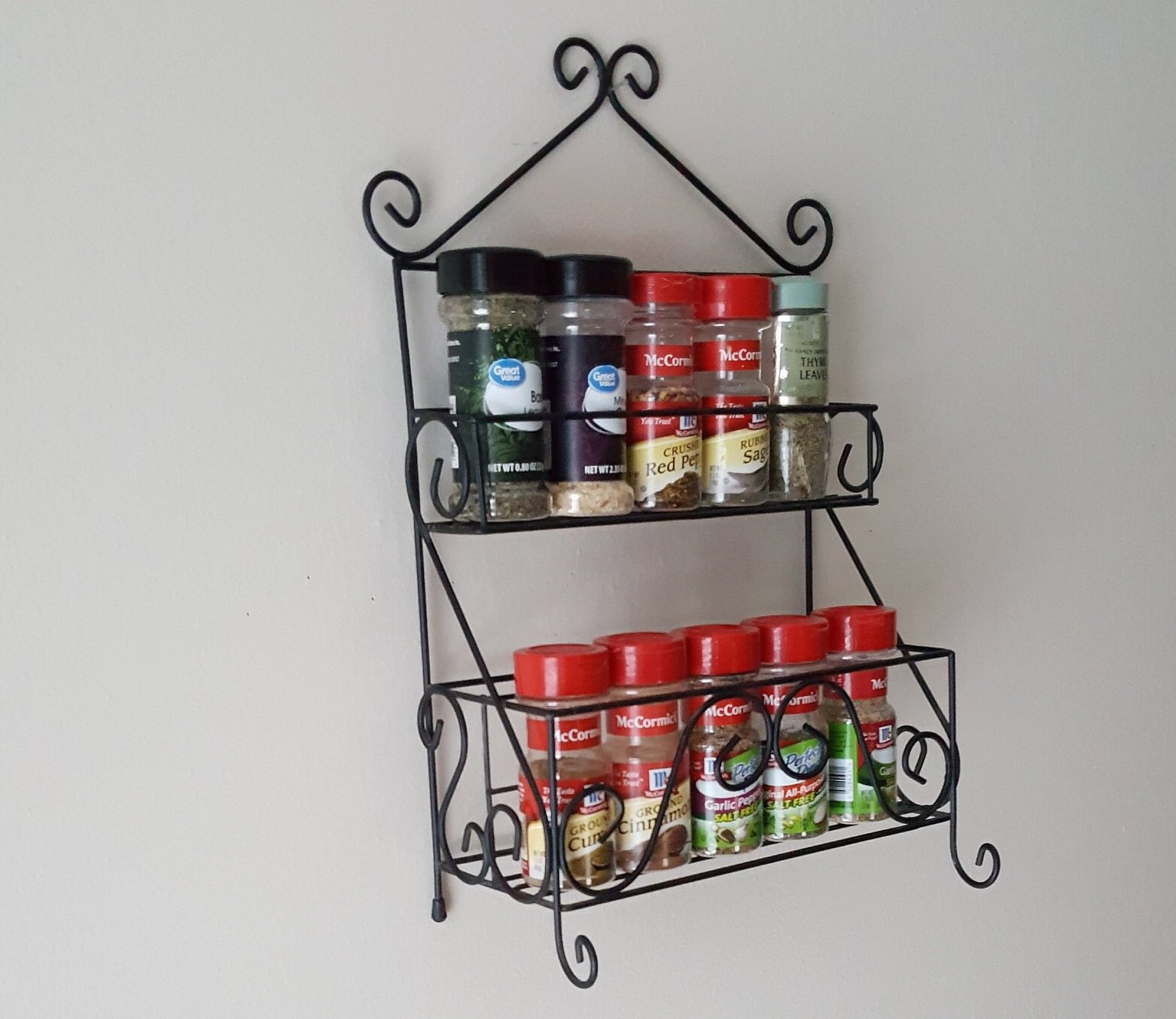 Spice Rack 10 Spice Jar Rack Wall Mount Or Countertop Metal Etsy