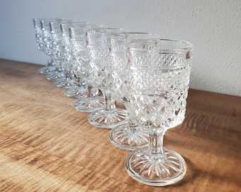 8 vintage Anchor Hocking Wexford cordial glasses
