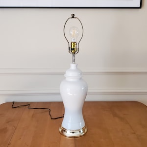 Vintage White Ceramic Ginger Jar Lamp, Chinoiserie Table Lamp, Price is for one Lamp