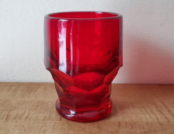 Viking Art Glass Georgian Ruby Red Water Glass Collection of Seven