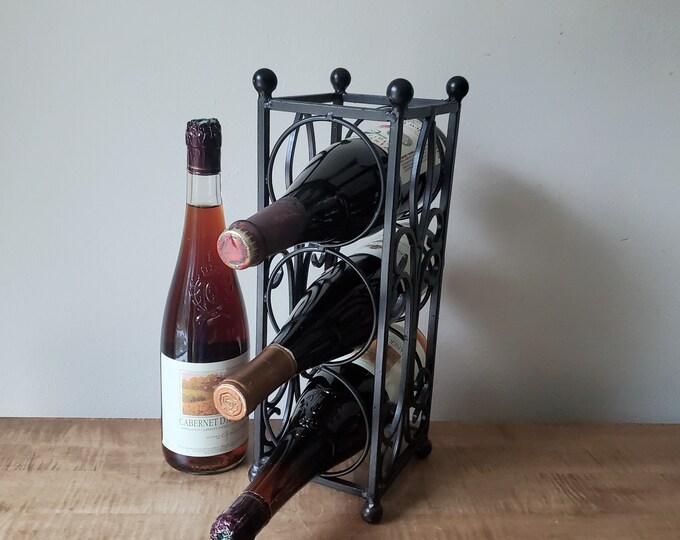 Vintage Wine Rack, Wrought Iron Wine Rack, Narrow Space Tabletop
