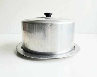 Vintage Aluminum Cake Keeper 50s Imperial Plate and Dome