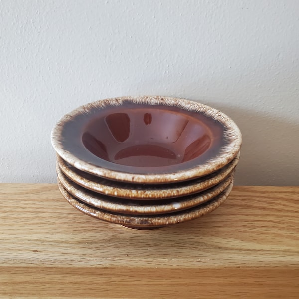 Vintage Hull Brown Drip Salad Bowls Set of 4 Hull Crestone Bowls