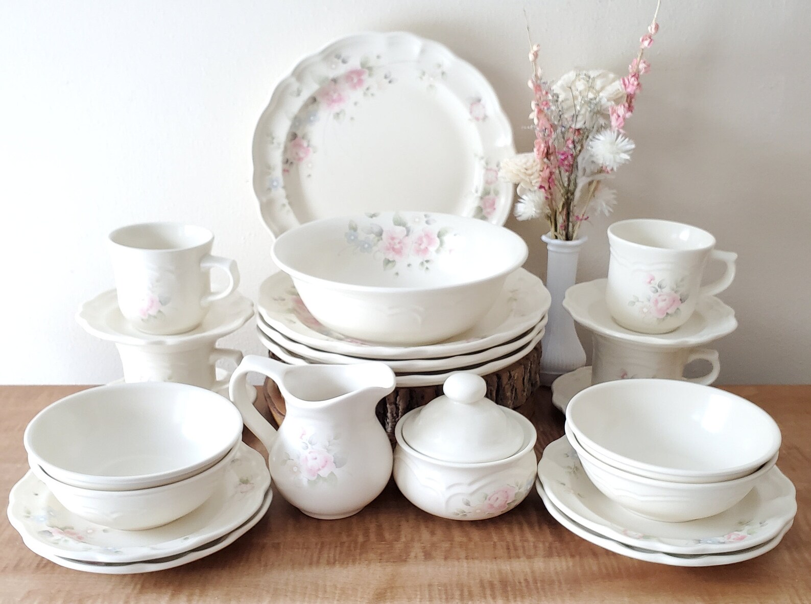 Vintage Pfaltzgraff Tea Rose Dinnerware 24 Piece Set for 4 Etsy