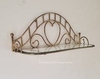 Vintage Metal Wall Shelf, Bathroom Metal and Glass Shelves, Entryway Organization