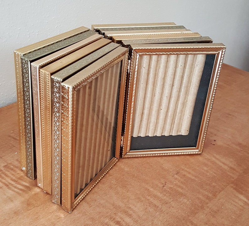 Vintage Bifold Double Hinged Gold Metal Picture Frames Etsy