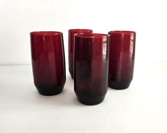 4 Anchor Hocking Royal Ruby Red tumblers: 10 ounce size