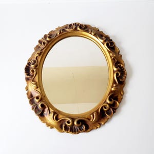 wall mirror 11x13 oval vintage gold ornate plastic mid century mirror