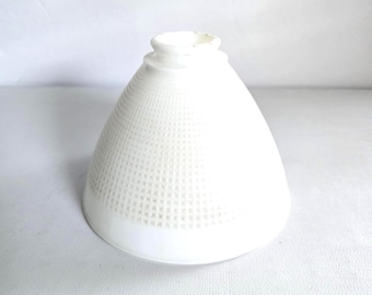 Vintage White Milk Glass Torchiere Lamp Shade Waffle Texture