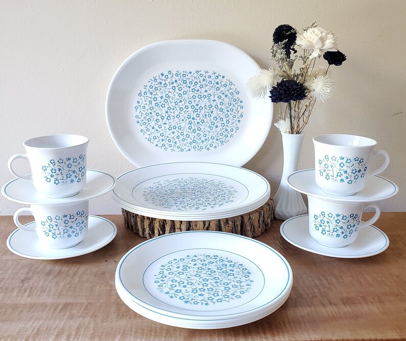 blue corelle dishes