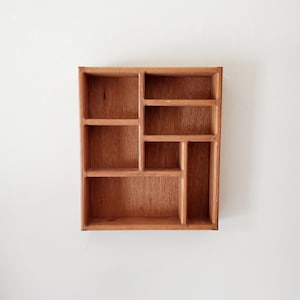 wood display cabinet vintage wooden shadow box collectible shelving 14&quot; x 12&quot;x 2 1/2&quot;