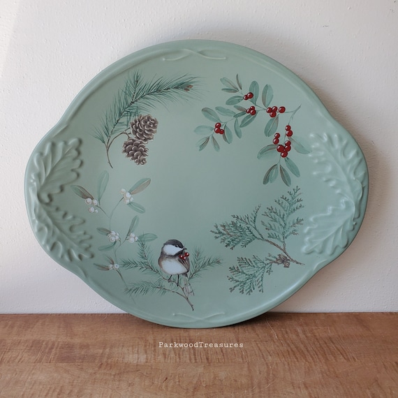 Vintage Pfaltzgraff Winterwood Green Chickadee Dinnerware Christmas Dishes 17 Piece Set for 4 Etsy