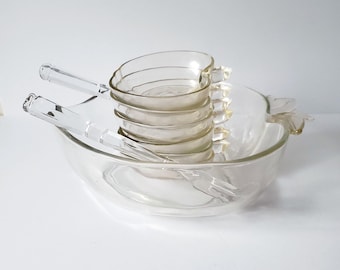 Vintage Glass Salad Bowl Set: Hazel Atlas Orchard Apple-1940s & 50s