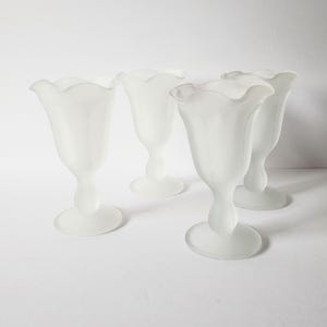 ice cream glasses 4 vintage white parfait glasses