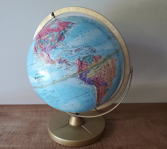 Globemaster 12 World Globe, Bright Blue Finish - American Made Quality.