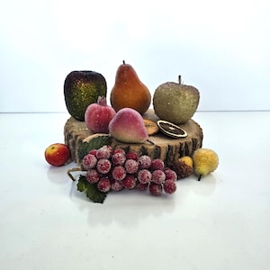 Vintage Sugar Beaded Fruit Ornaments