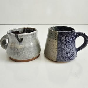 stoneware mug set of 2 vintage handmade blue studio pottery mugs