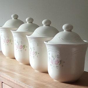 Vintage Pfaltzgraff Tea Rose Pottery Canister Set of 4