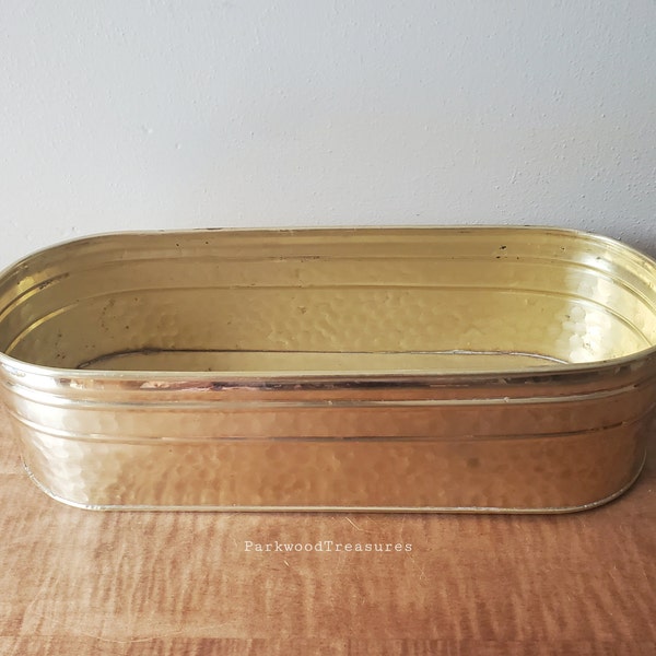 Vintage Window Sill Brass Planter 16" Brass Planter Indoor Succulent Flower Box, Indoor Large Planter