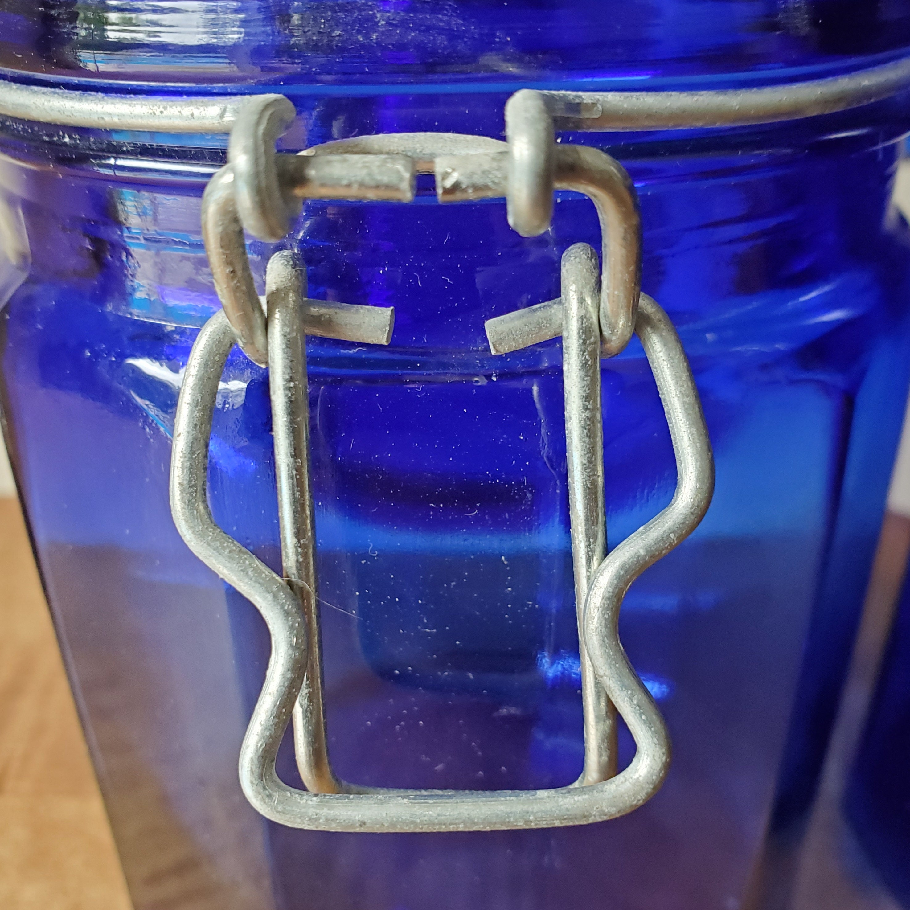 Vintage Cobalt Blue Glass Canisters Set of 4 Blue Canister Vintage Cobalt Blue Glass Canisters Set of 4 Blue Canister