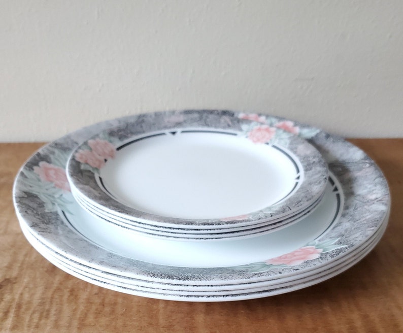 Vintage Corelle Silk and Roses Corelle Dinnerware 17 Piece Set Etsy