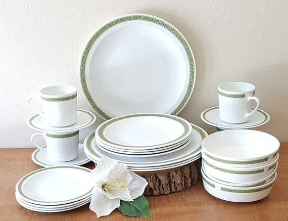 Vintage Corning Centura Lynwood Dinnerware Pyroceram Dishes 24 Piece Dish Set for 4 Etsy