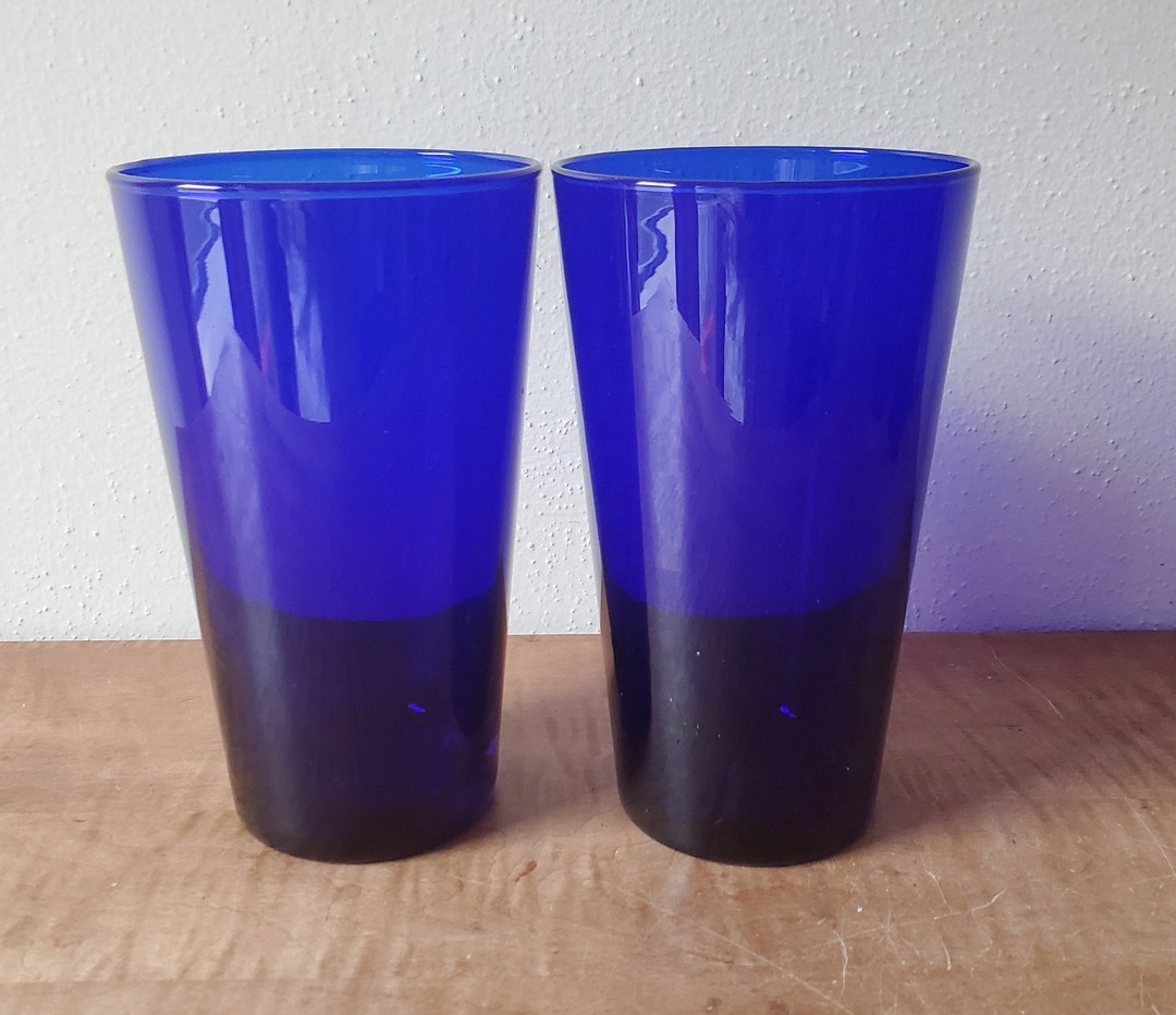 Vintage Libbey Glassware Cobalt Blue Glasses Set of 2 Etsy