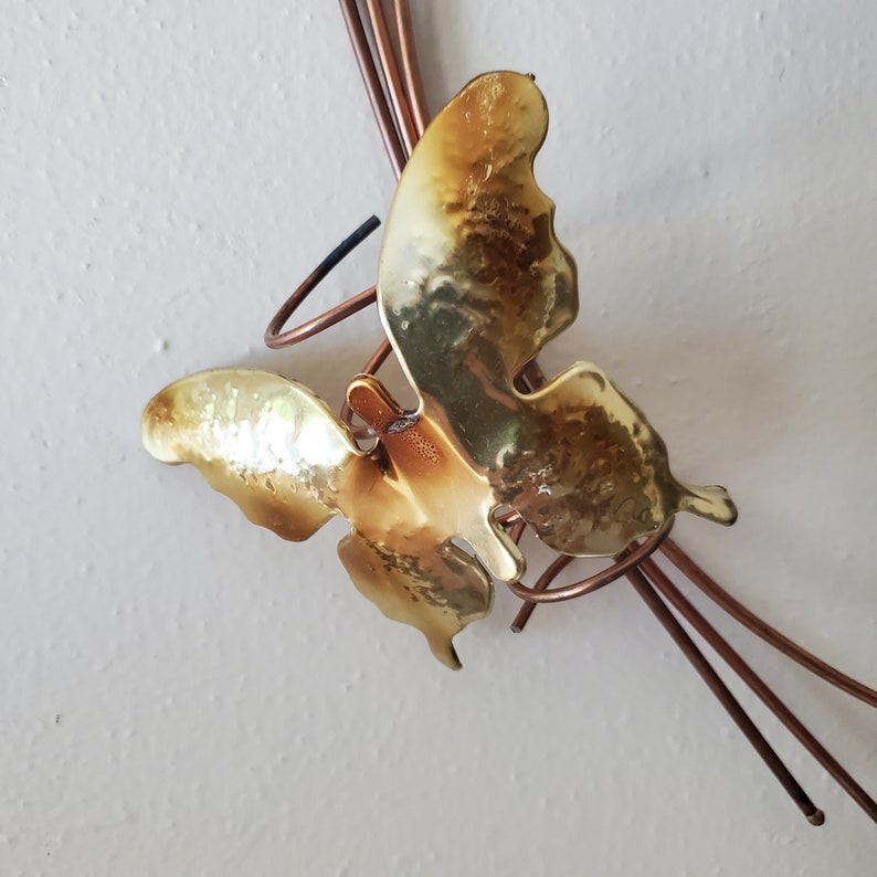 Vintage Metal Wall Sculpture Brass Leaves Copper Flower Wall Etsy