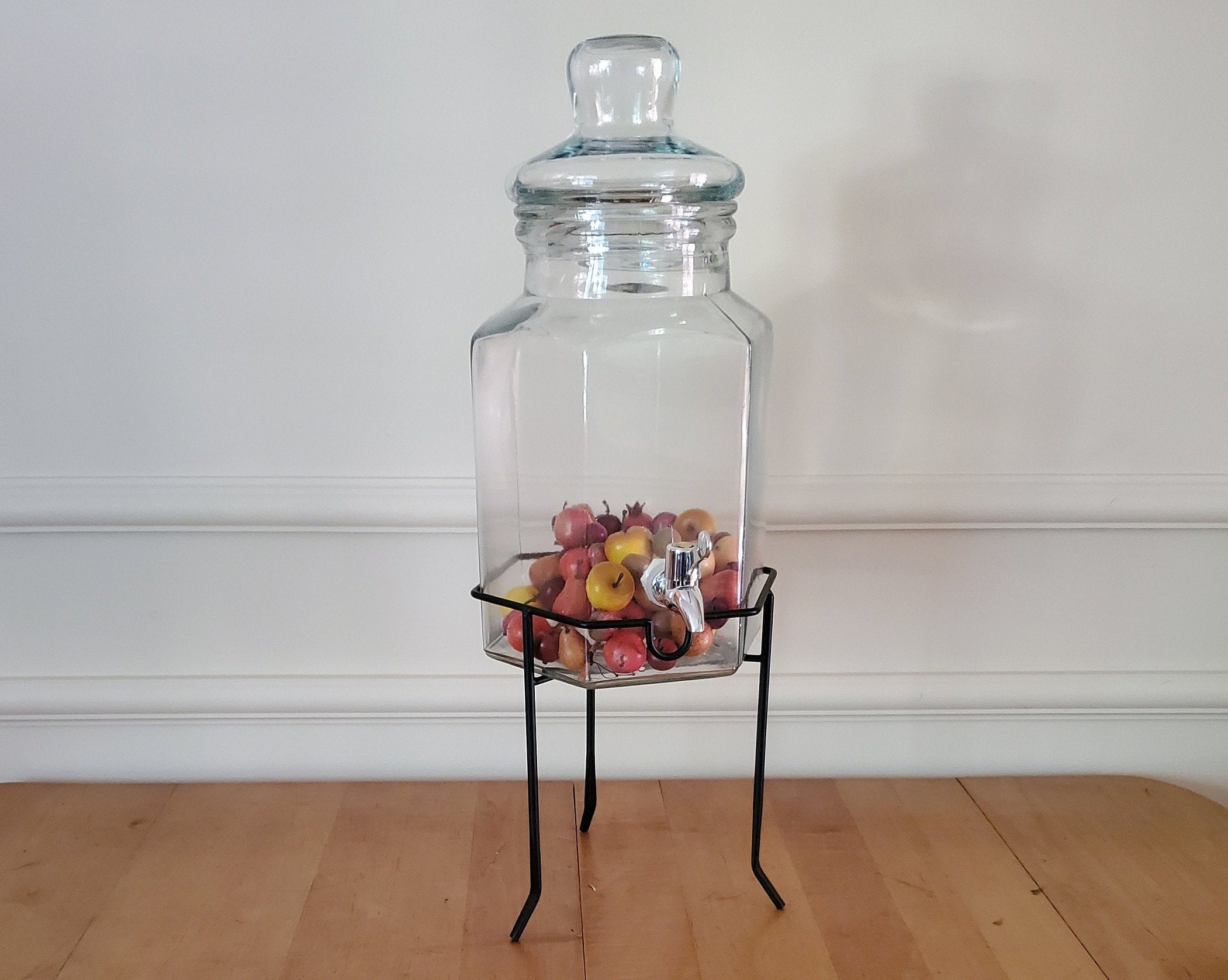 Vintage Ice Tea Jar/ 2 Gallon Italian Glass Beverage Dispenser Etsy