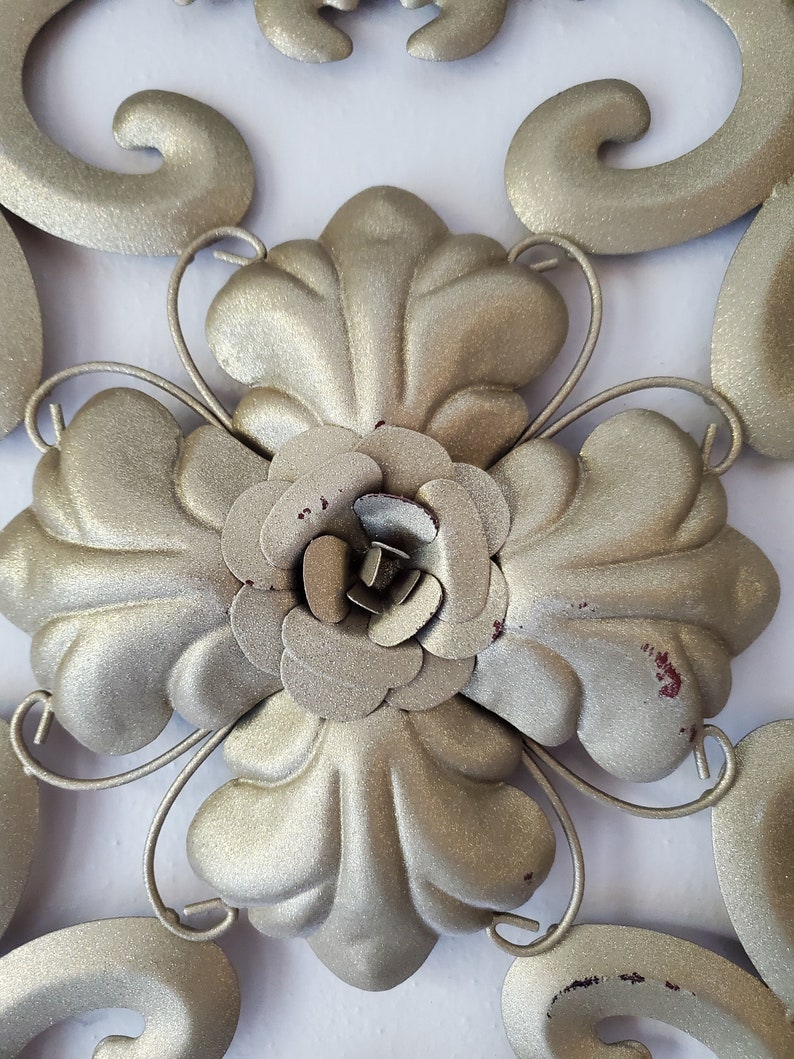 Vintage Art Nouveau Ornate Metal Tile Wall Art Scroll Metal Etsy