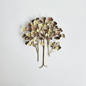 tree wall sculpture in brass tone, 12&quot; x 14&quot;  MCM wall art metal sculpture, cherry blossom leaves tree wall art
