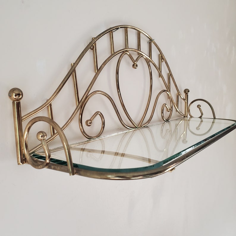 Vintage Metal Wall Shelf Bathroom Metal and Glass Shelves - Etsy