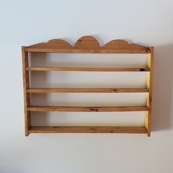 Vintage Wooden Wall ShelvesVintage 5 Tier Wood Hanging Wall Shelf, Display Shelving, Knick Knack Shelves, Large Space Wooden Wall Shelving