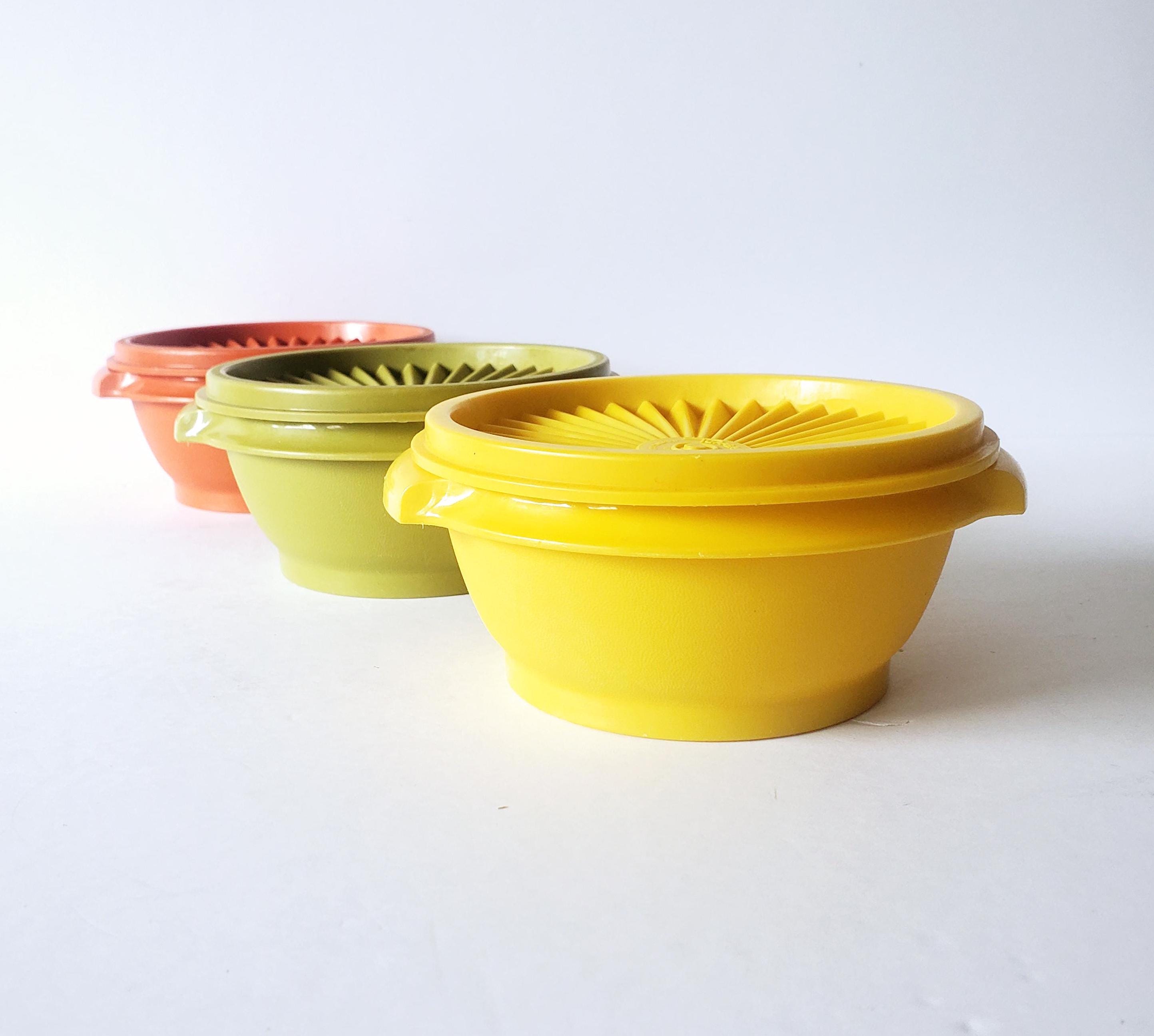 3 Vintage Tupperware Servalier Food Containers: Green Orange