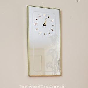 Vintage Post Modern Mirror Clock  by Mechanical Mirror Works, Long Island NY