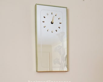 Vintage Post Modern Mirror Clock  by Mechanical Mirror Works, Long Island NY