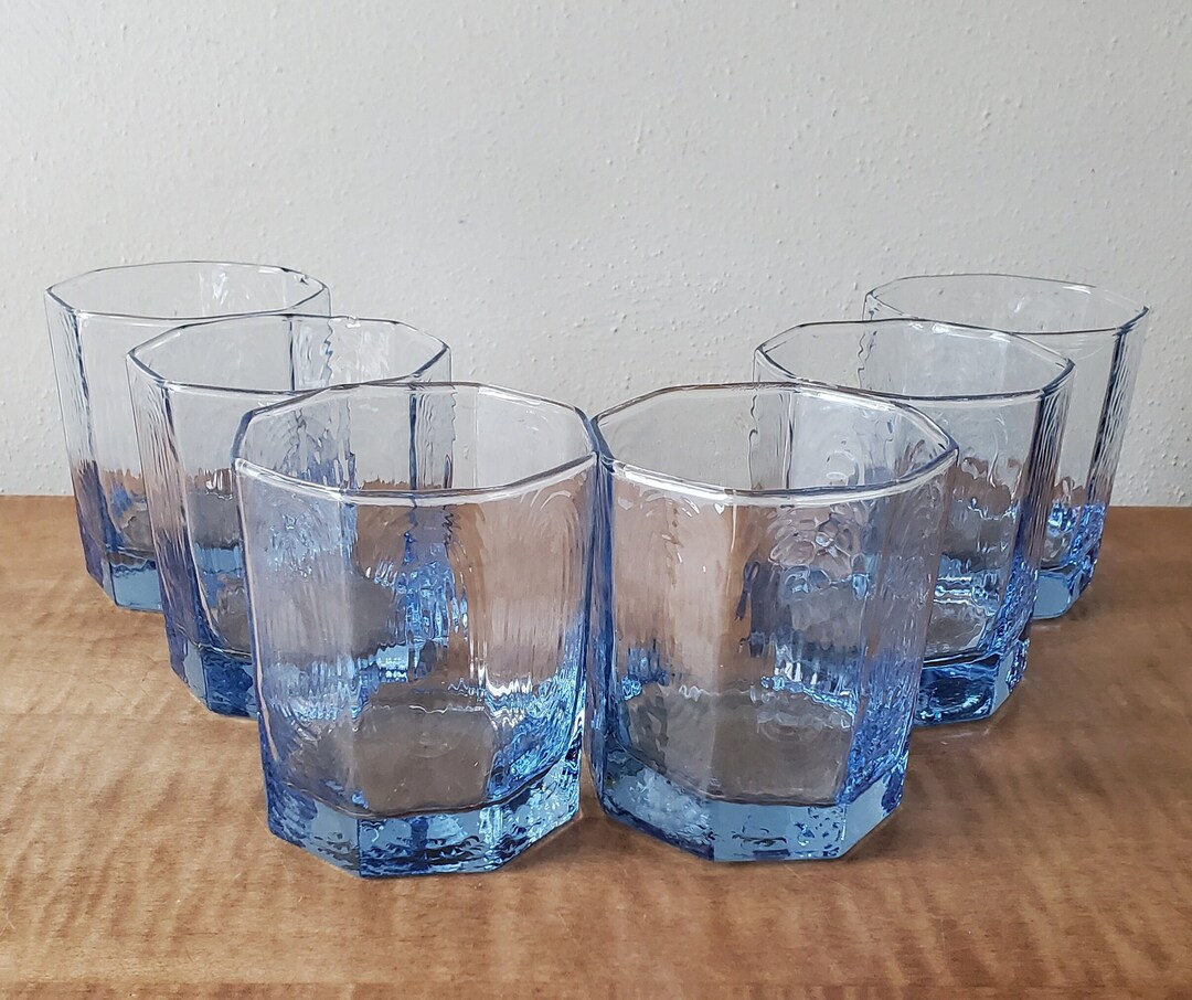 Vintage Libbey Barware Libbey Light Blue Facets Old Fashioned Etsy