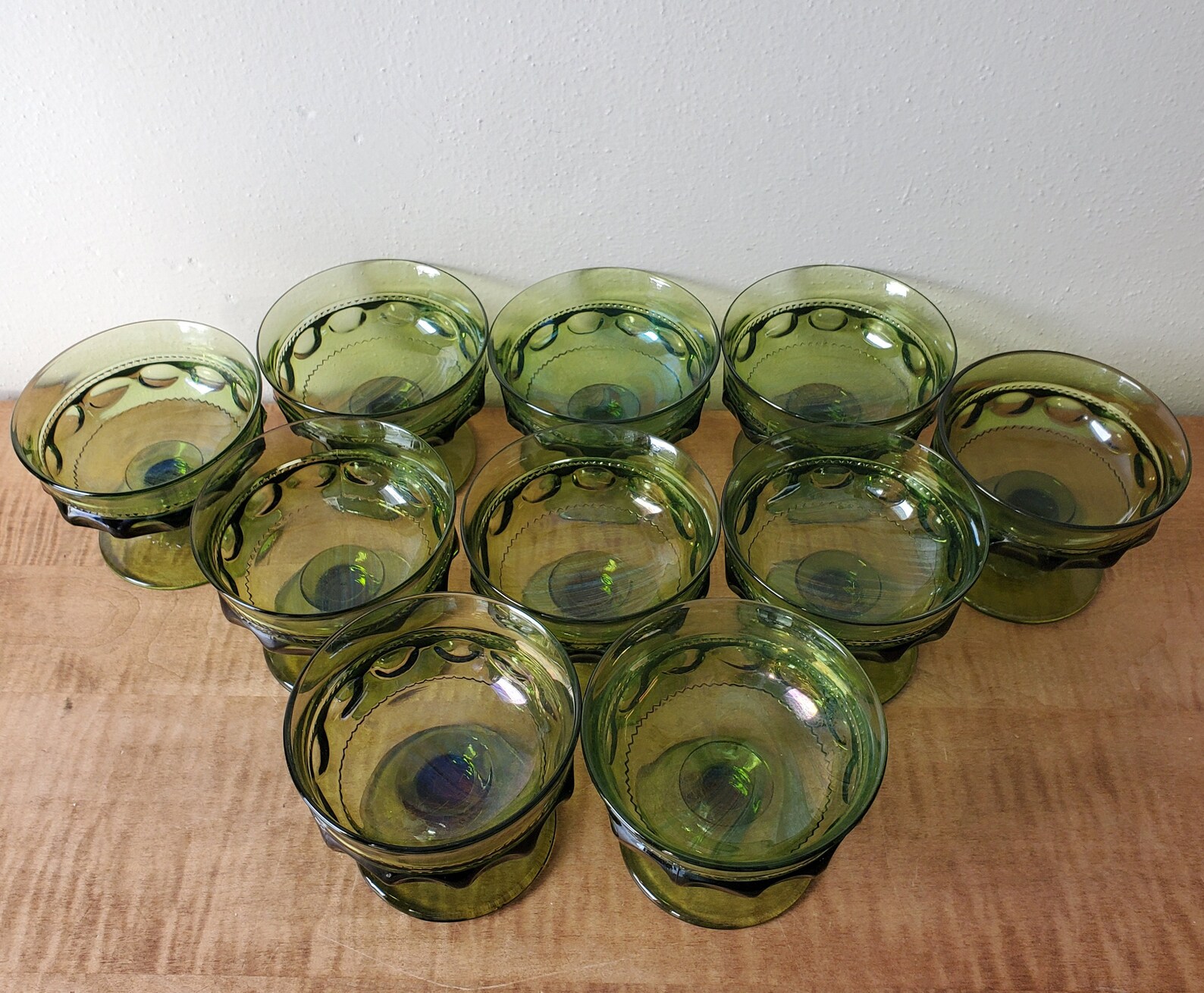 Vintage Green Glass Cups King's Crown Green Sherbet Etsy