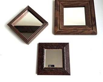 3 vintage mirrors: wood framed