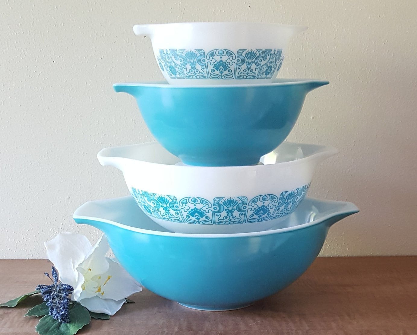 Vintage Pyrex Horizon Blue Cinderella Mixing Bowls Set of 4 Etsy Canada
