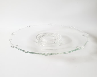 13" vintage glass cake plate: Tiffin