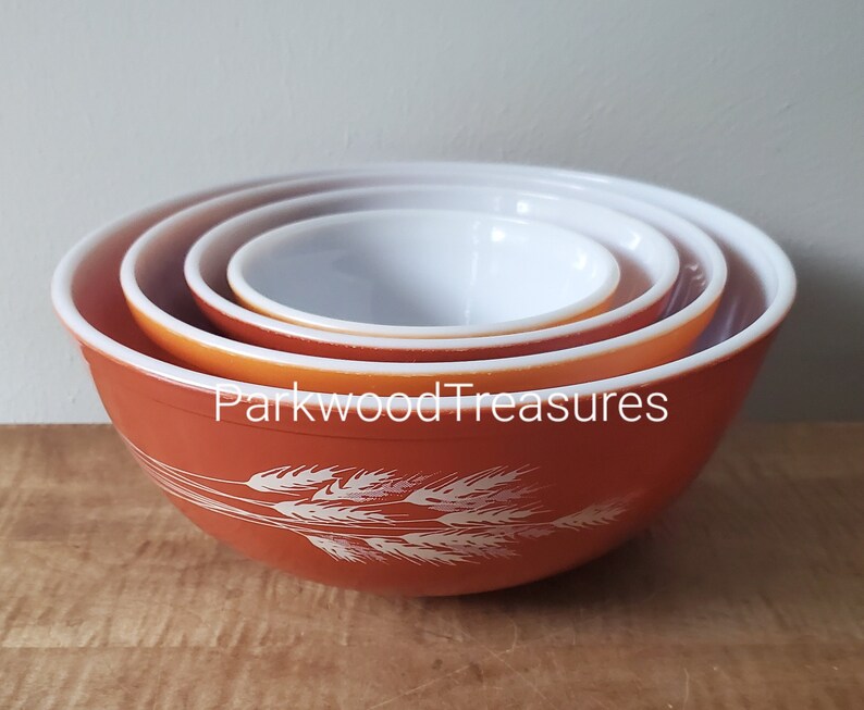 Vintage Pyrex Autumn Harvest Mixing Bowls - Set of 4 Nesting Bowls ...