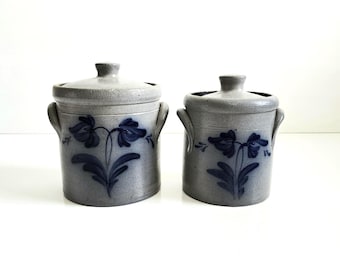 Rowe Pottery Works 10” 1989 Limited Series With Lid Blue Salt