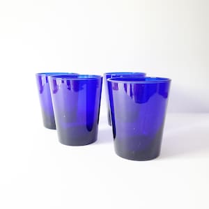 cobalt glass barware 4 vintage Libbey large 12 ounce Double Old Fashioned bar glasses