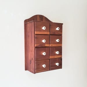 8 drawer vintage wood apothecary/tea/spice cabinet