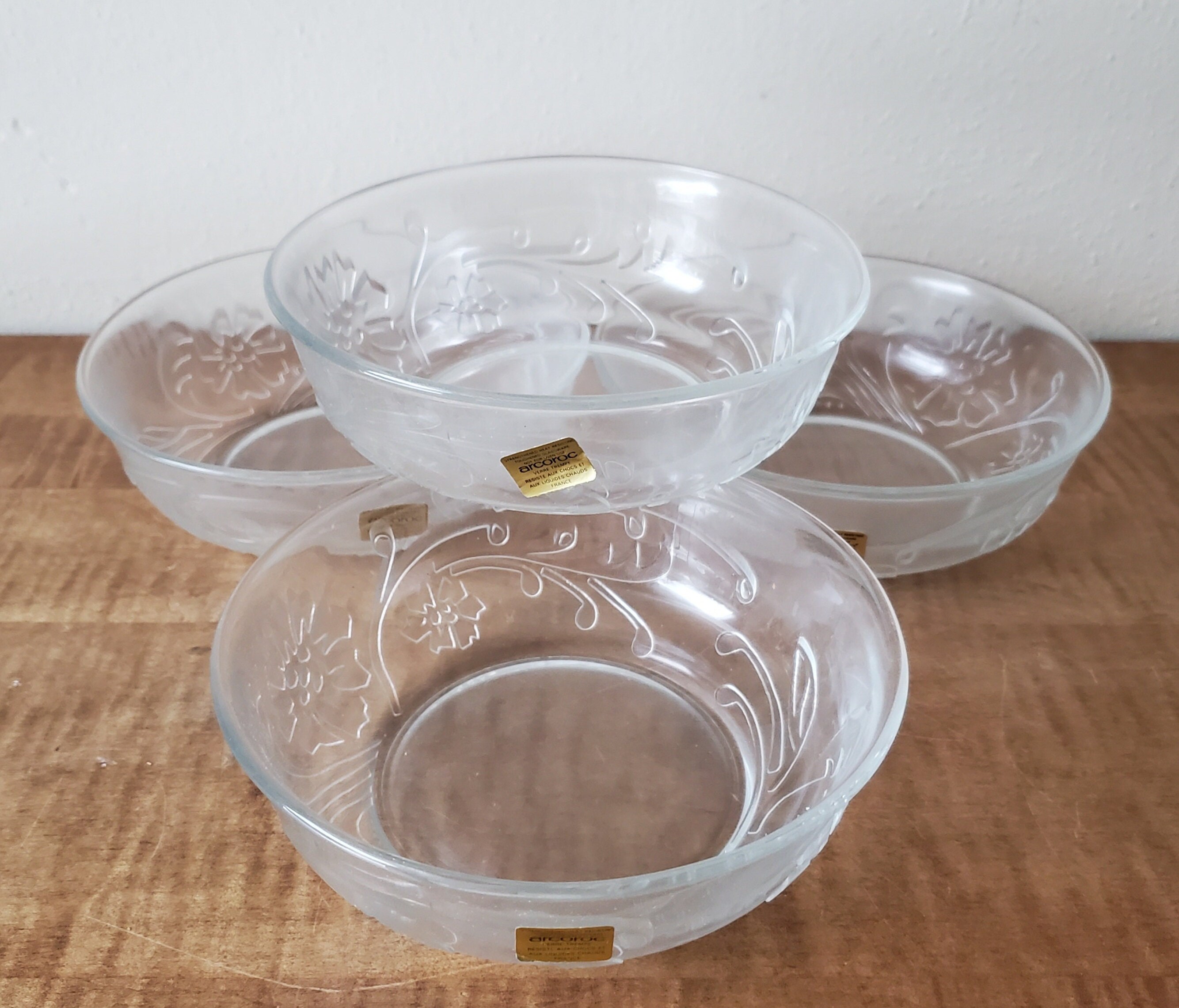 Vintage Arcoroc Mariella Glass Dinnerware Set: Floral Design, Service ...