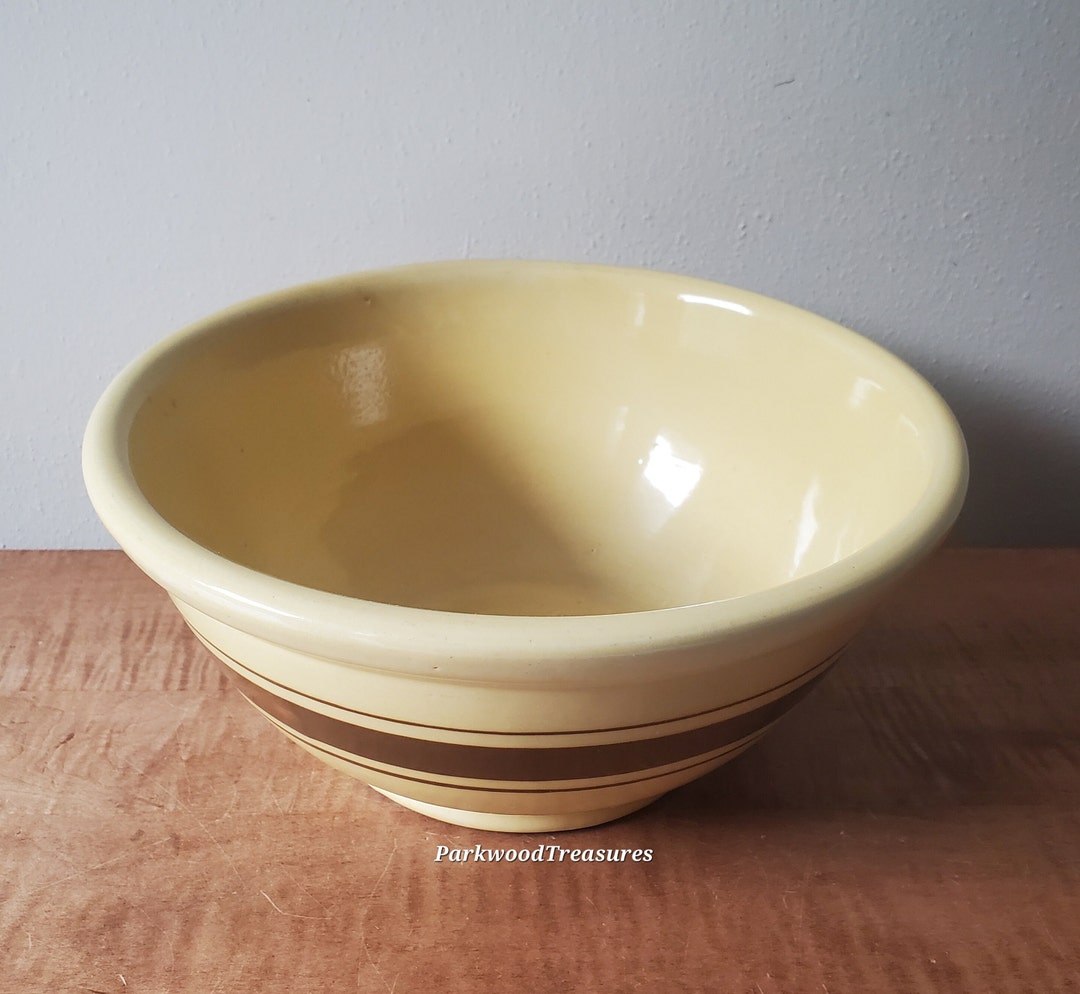 Vintage Mccoy Mixing Bowl, Mccoy Brown Band Stripe Ceramic Dough Bowl